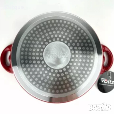 Тенджера Voltz, 3.4л./9.5л., Дълбока, Мраморно покритие, Индукция, Червен, снимка 6 - Съдове за готвене - 52807029