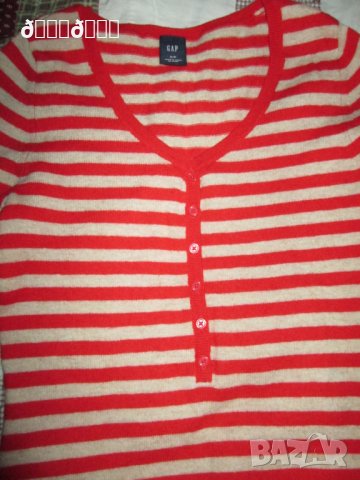 Пуловер вълна райе червено Gap, снимка 4 - Блузи с дълъг ръкав и пуловери - 27015349