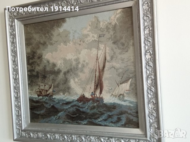 Два гоблени  "Развълнуваното езеро" и "Зима параклис" Вилер, снимка 7 - Гоблени - 39389700