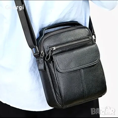 Мъжка практична и стилна бизнес чанта /Черна естествена кожа!, снимка 5 - Чанти - 49307558