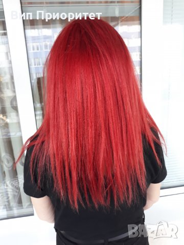 Червена дълга естествена коса, качествена , висок клас 