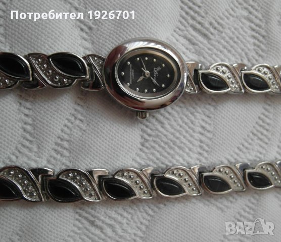 Часовник и гривна с камъни обсидиан - комплект, снимка 1 - Бижутерийни комплекти - 26605134