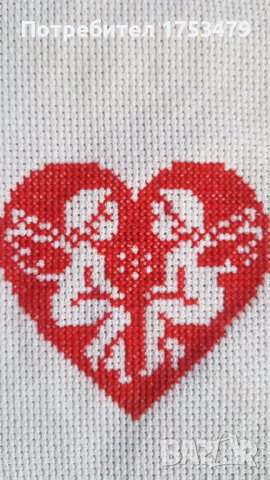 Сърце с ангели бродерия гоблен мартеници, снимка 3 - Гоблени - 38818512