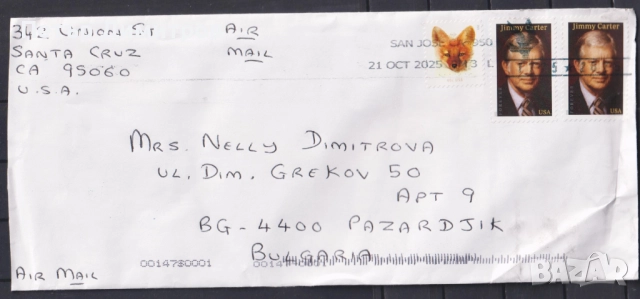 Пътували пликове с марки Латино Джаз флагове 2008 Авиация Самолет Лангли Водопади Пчела от САЩ, снимка 6 - Филателия - 51048053