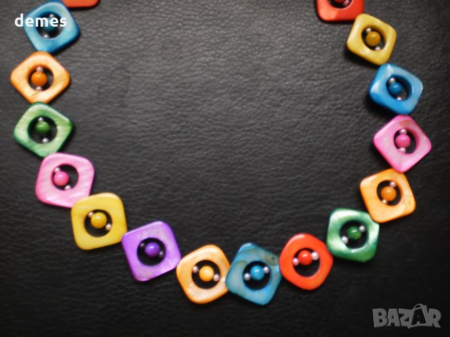 Колие от естествен седеф с четириъгълна форма , снимка 7 - Колиета, медальони, синджири - 20428540