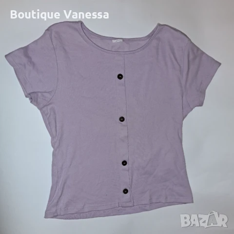 Дамска блуза с къс ръкав в лилаво 