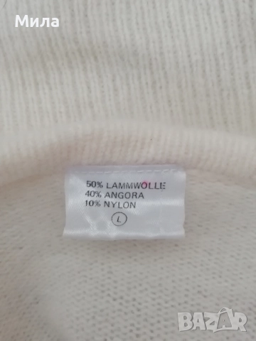 Отлично болеро ангора с красива яка, размер L, цвят шампанско, меко, пухкаво и топло, снимка 3 - Жилетки - 52655811