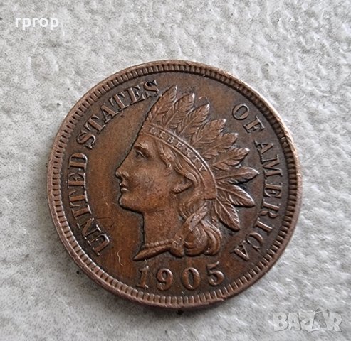Монета. САЩ.  1 цент . 1905 година. Спукана матрица. В отлично състояние., снимка 9 - Нумизматика и бонистика - 40449160