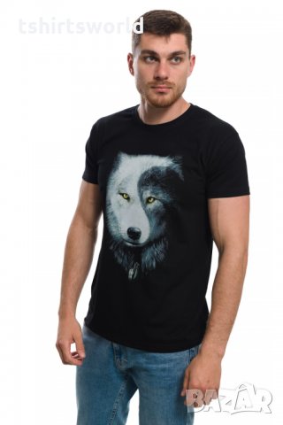 Нова мъжка тениска с дигитален печат Вълк ИН и ЯН, Серия вълци, снимка 8 - Тениски - 27829095