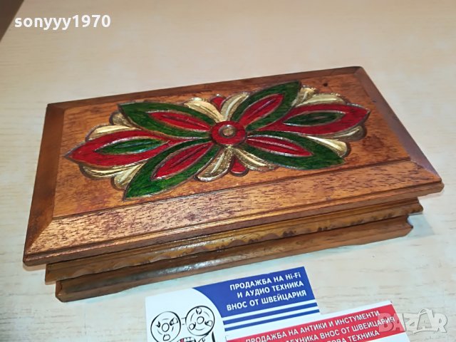 дървена кутия с цвете-20х10х6см, снимка 3 - Колекции - 28726400