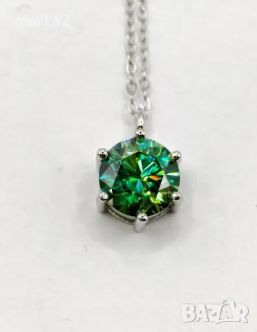 Сребърно 925 Колие с Мойсанит 3 Карата!, снимка 4 - Пръстени - 48654835