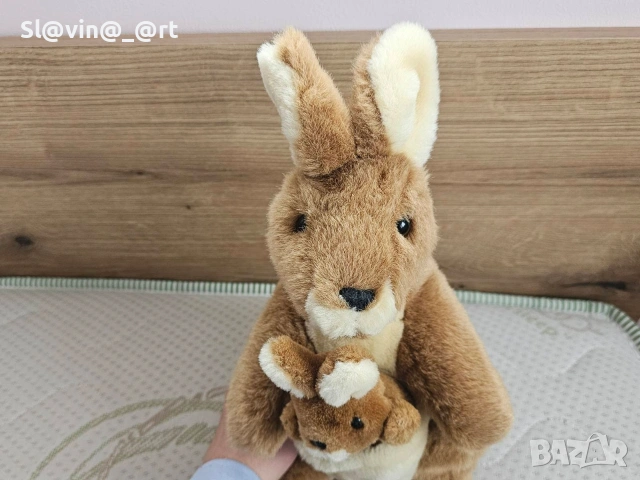 Реалистично кенгуро с бебе - Плюшена играчка , снимка 4 - Плюшени играчки - 53436926