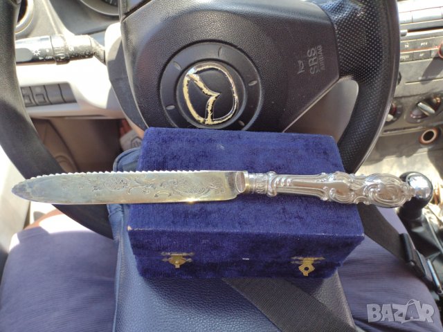 Продавам посребрен английски нож за торти, снимка 6 - Антикварни и старинни предмети - 37236242