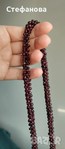 Колие и гривна от естествен гранат, снимка 2 - Колиета, медальони, синджири - 52605438