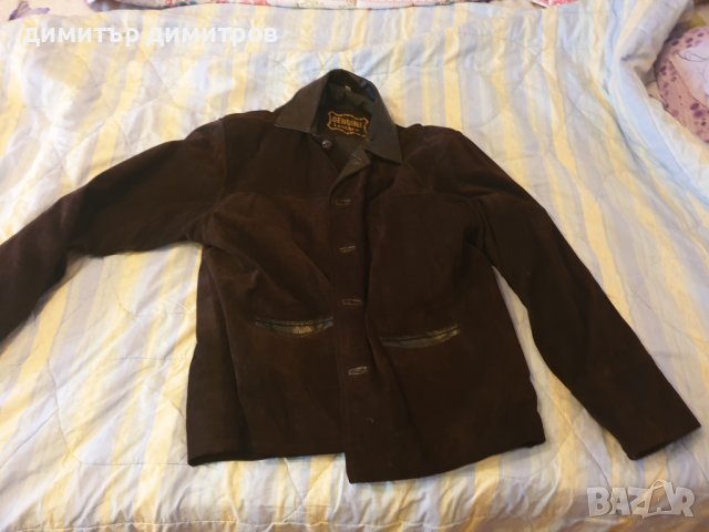 Мъжко кожено яке набук, снимка 6 - Якета - 23017320