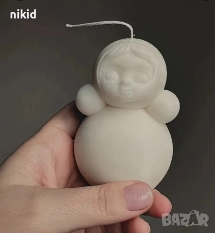 3D кукла тип матрьошка снежен човек силиконов молд форма фондан шоколад гипс свещ декор, снимка 3 - Форми - 52259383