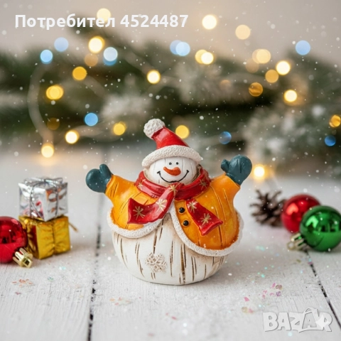 Коледни снежни човечета от полирезин – малка фигурка, идеална коледна украса за всеки дом, снимка 3 - Декорация за дома - 52489794