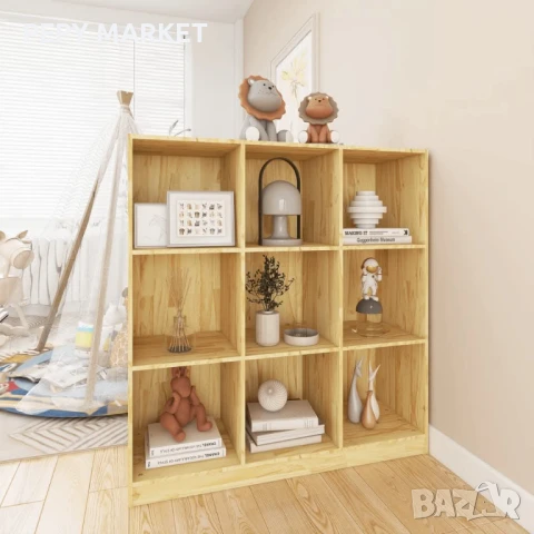 Библиотека/разделител за стая, 104x33,5x110 см, бор масив Материал: Борово дърво масив Размери: 104 , снимка 3 - Секции и витрини - 51429415