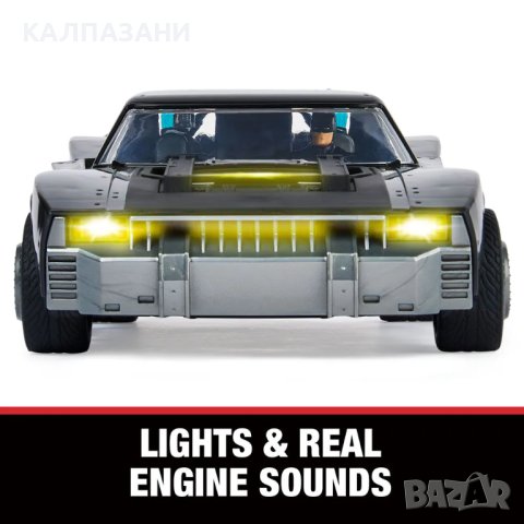 DC The BATMAN Батмобил със звукови и светелинни ефекти и фигура Батман 10см 6060519, снимка 6 - Коли, камиони, мотори, писти - 43211793