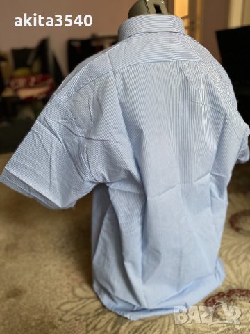 Синя мъжка риза с къс ръкав, снимка 8 - Ризи - 34914194
