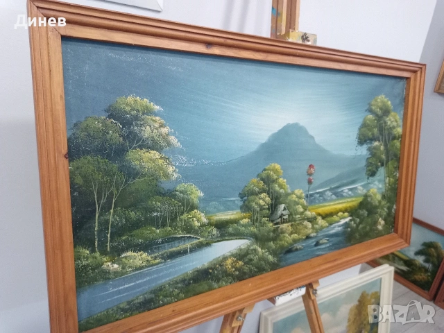 Големи маслени пейзажи (90x50 см) – Старинно излъчване!, снимка 6 - Декорация за дома - 53445361