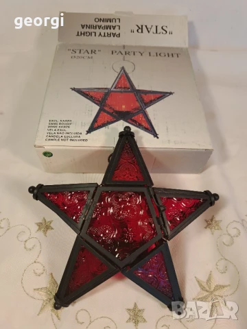 коледна витражна стъклена звезда фенер  26/2