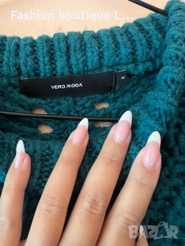 Тюркоазен плетен дамски пуловер М размер на марката Vero Moda състав 83% акрил ❤️, снимка 4 - Блузи с дълъг ръкав и пуловери - 52278382