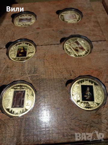 Колекция от 10 позлатени плакети с картините на Леонардо да Винчи, снимка 7 - Нумизматика и бонистика - 43715791