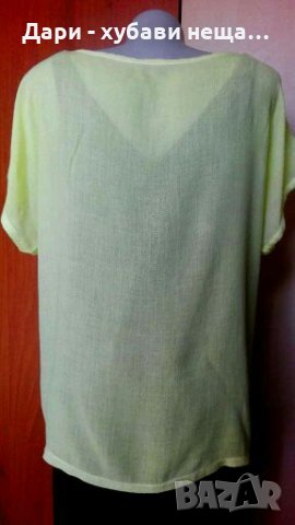 Фина блуза от памук, в актуален цвят - лайм👗🍀L,XL👗🍀арт. 2011, снимка 3 - Тениски - 33566345