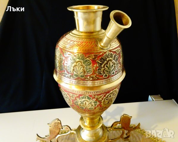 Бронзово наргиле 3.2 кг,клетъчен емайл. , снимка 3 - Антикварни и старинни предмети - 26905624