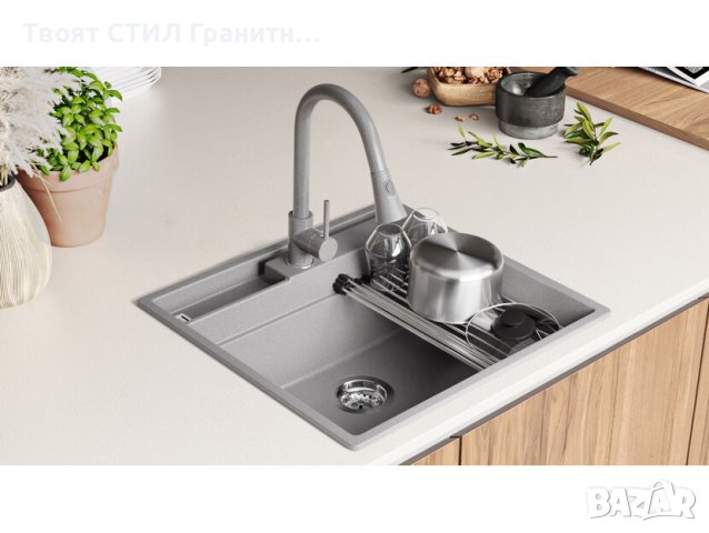 Кухненска Мивка от гранит модел Осло 40 Премиум 380 x 530 мм - сива, снимка 6 - Мивки - 41875260