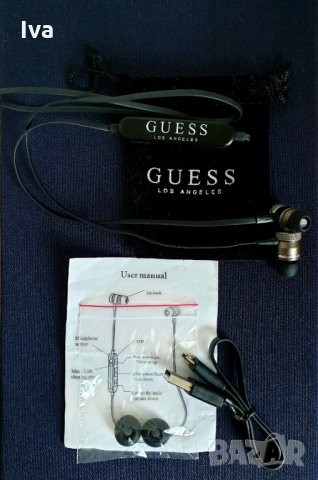 Нови оригинални Guess Bluetooth Earphones безжични блутут слушалки с микрофон