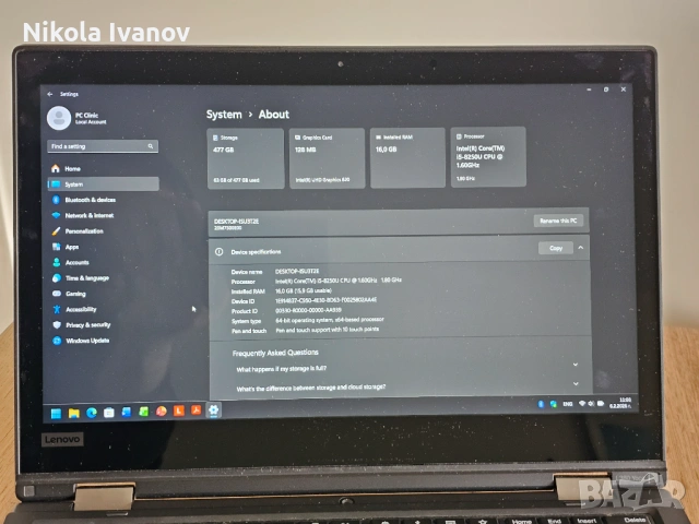 Lenovo ThinkPad L380 Yoga 13.3 inch | Intel i5 8250U 4x3.40 Ghz|16GB RAM|512GB SSD|Windows 11|laptop, снимка 4 - Лаптопи за работа - 53381573