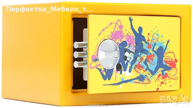 Детски сейф каса за пари с кодова ключалка-син и жълт цвят-истинска каса за ценности в детската стая, снимка 2 - Мебели за детската стая - 48055770