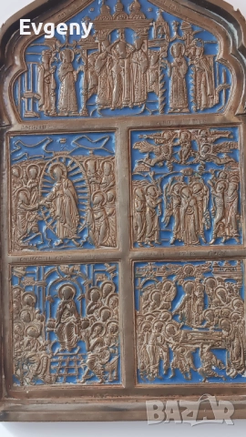 Руска бронзова икона от 19век , снимка 2 - Икони - 52726509