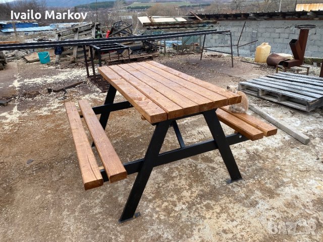 Пикник маса с пейки, снимка 2 - Градински мебели, декорация  - 43625042