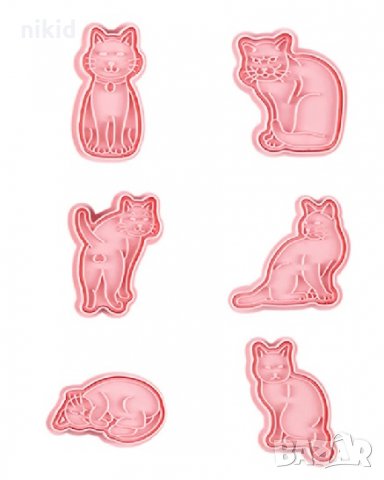 6 бр Коте Котка Котки  резец форма пластмасови разглобяеми резци форми фондан тесто бисквитки резец, снимка 2 - Форми - 33242400