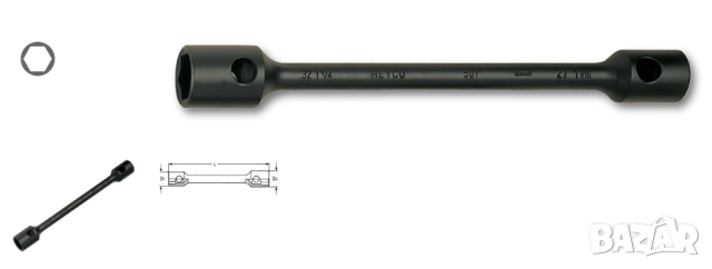 Немски Комбиниран КЛЮЧ 24 x 29 мм за кръгла Щанга Върток Вложки за Гуми Джанти Бус Джип Камион HEYCO, снимка 3 - Ключове - 51898676