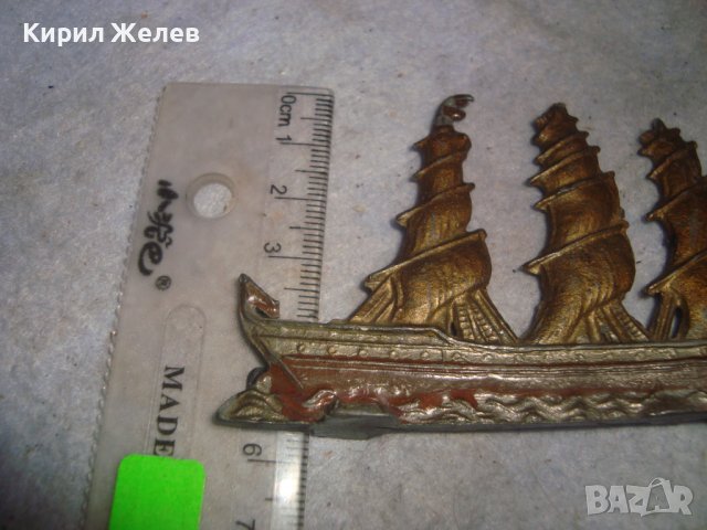 СТАР ОЛОВНА СТАТУЕТКА ФИГУРКА на КОРАБ ВЕТРОХОД ПЛАТНОХОД ЛАКИРАН РЯДЪК за КОЛЕКЦИЯ ДЕКОРАЦИЯ 22736, снимка 8 - Колекции - 38138051