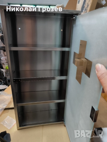 Аптечка с 4 отделения - неръждаема стомана, Шкаф за лекарства, снимка 4 - Шкафове - 52213654