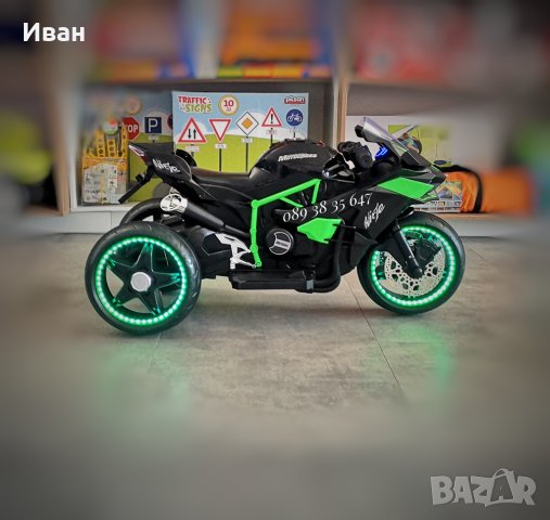 ТОП ЦЕНА!НОВО!Акумулаторен мотор с 3 гуми Ninja BLACK с 12V батерия,LED,USB, снимка 3 - Детски велосипеди, триколки и коли - 41316151