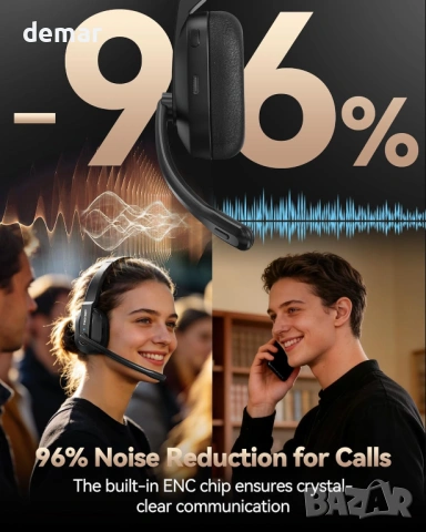 TECKNET Bluetooth слушалка, безжична слушалка с микрофон, зареждаща докинг станция, снимка 3 - Bluetooth слушалки - 53428609