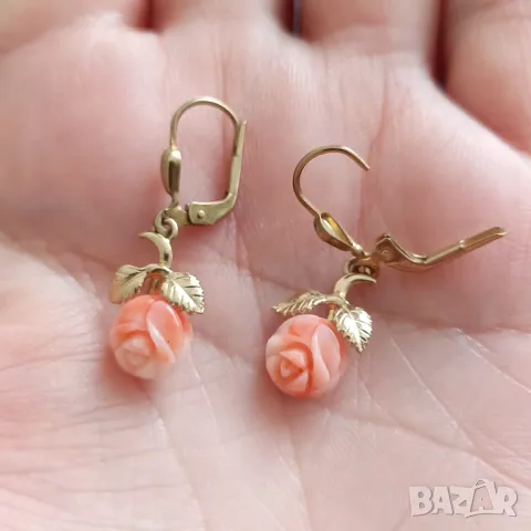 Нежни антикварни  немски златни обеци-8к, снимка 2 - Обеци - 49368927