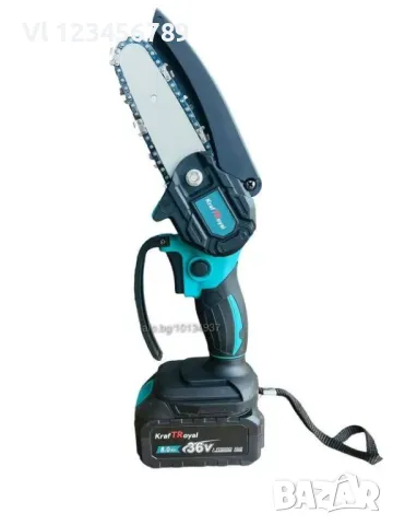 Мини акумулаторна безчеткова резачка KraftRoyal - Трион на батерии 36V с 2 вериги, снимка 2 - Градинска техника - 50161248
