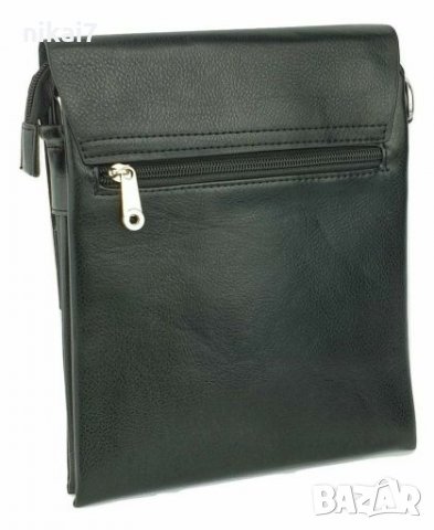 мъжка чанта кожена с презрамка за през гърди шах мат черна, снимка 4 - Чанти - 28036004