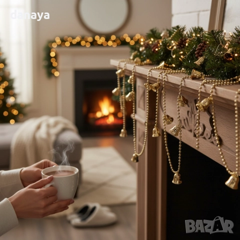 6166 Коледен гирлянд с камбанки декоративна верижка за елха и декорация, 270 см, снимка 3 - Декорация за дома - 52422777