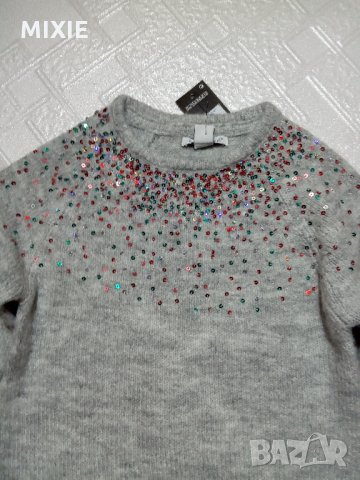 Нов детски пуловер с пайети, снимка 3 - Детски пуловери и жилетки - 27740680