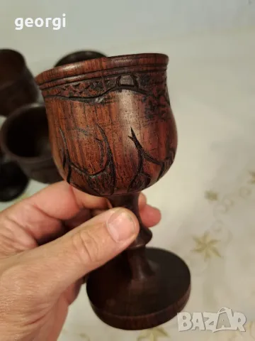 колекция абаносови африкански чаши  дърворезба 7/3, снимка 9 - Чаши - 49783827