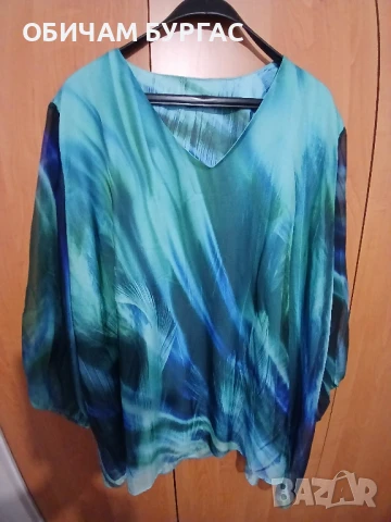 НОВА КРАСИВА ТУНИКА ОТ ФИН ШИФОН В МОРСКИ ЦВЕТОВЕ С ПОТНИЧЕ, снимка 3 - Туники - 50996469