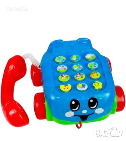 Играчка Телефон, Звук, Светлини, За дърпане, Пластмасов, 16х16х11 см